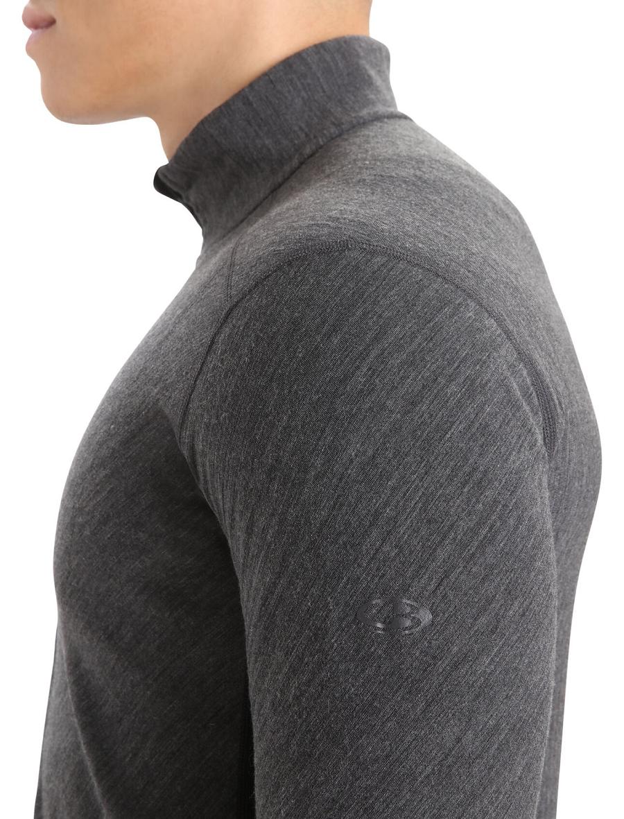 Men's Icebreaker RealFleece™ Merino Descender Long Sleeve Zip Jackets Jet Heather / Black | CA 1704WNBY